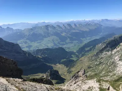 a view of a valley in the mountains at Ferienwohnung mit Aussicht in Gais