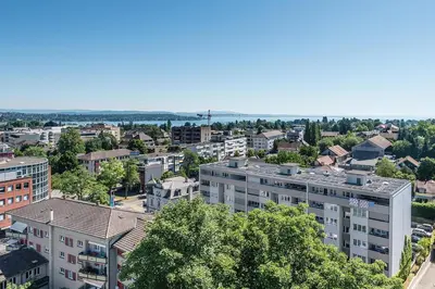 an aerial view of a city with buildings at SOHO PENTHOUSE !Gratis Parken, Free Parking! in Kreuzlingen