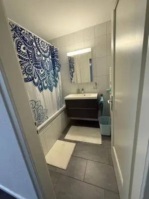 a bathroom with a sink and a mirror at Suite Executive Kreuzlingen - MTL Schweiz in Kreuzlingen