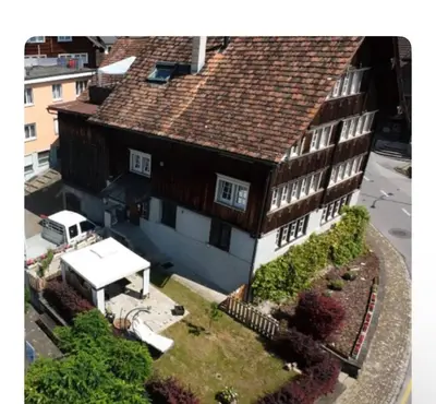 an aerial view of a house with aestead at Im Herzen von Rebstein in Rebstein