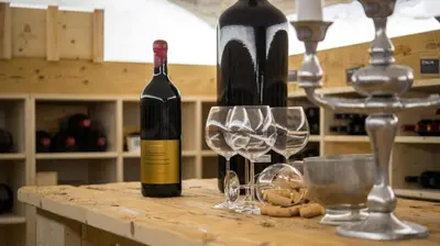 two bottles of wine sitting on a counter with wine glasses at Hotel Badhof in Altstätten