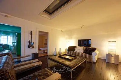 a large kitchen with stainless steel appliances at Villa Philipp Plein - Designervilla mit Pool in Amriswil