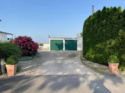 a driveway with some plants and a building at Traumwohnung in 3 Minuten zum Bodensee in Dozwil