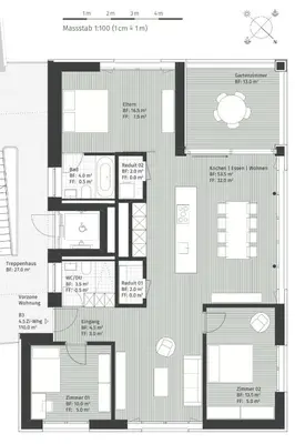 a floor plan of a house at Lake & Parkside - Ihr unvergesslicher Bodensee-Aufenthalt in Salmsach