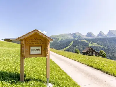 a sign on the side of a road at Apartment by Interhome in Unterwasser