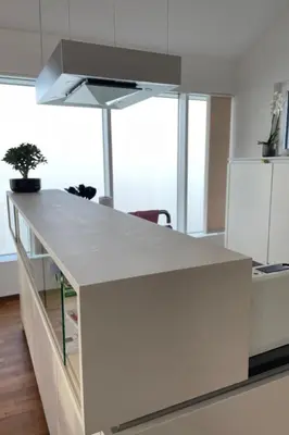 a kitchen with a white counter top in a room at Holiday Home Unterbilchen by Interhome in Eggersriet