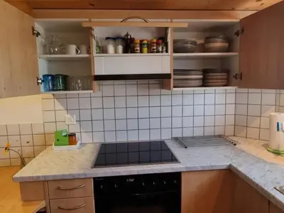a kitchen with a sink and a counter top at Apartment Tiererlebnishof Windegg by Interhome in Urnäsch