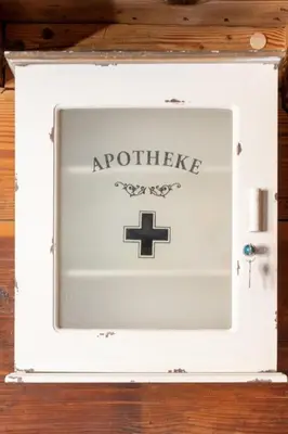 a white frame with the word ambulance written on it at Holiday Home Lindeli by Interhome in Sankt Peterzell