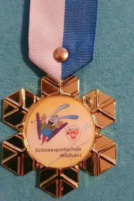 a gold medal with a picture of a rabbit on it at Apartment Bergsicht by Interhome in Wildhaus