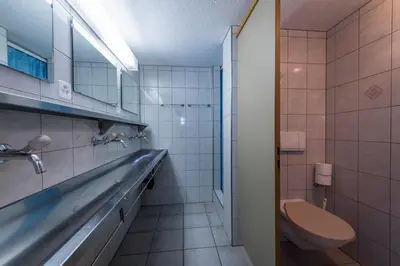 a bathroom with a toilet and a sink at Berghotel Sellamatt in Alt Sankt Johann