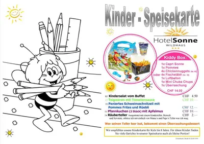 a picture of a flyer with a kid holding pens at Hotel Sonne in Wildhaus