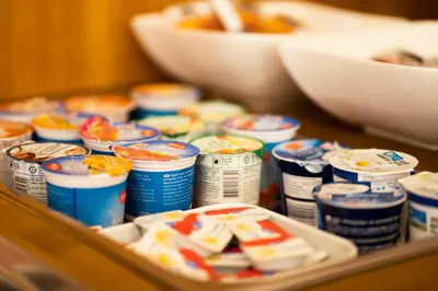 a bunch of canned food sitting on a table at Hotel Rotes Kreuz in Arbon