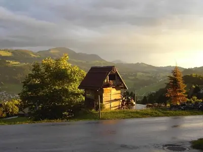 a small cabin on the side of a road at Ferienstudio Familie Fässler-Dörig in Appenzell