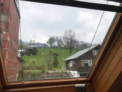 a view from the window of a house at Jizerka in Unterwasser