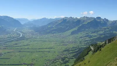 an aerial view of a valley in the mountains at Family Mountain View - Upper Alley in Buchs