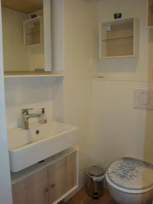 a bathroom with a sink and a toilet at Hälmli in Heiden