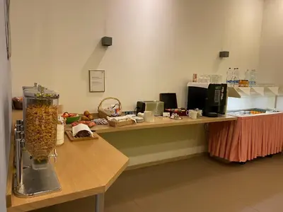a kitchen with a counter with a counter sidx sidx sidx at Boutique City Hotel Gallo in St. Gallen