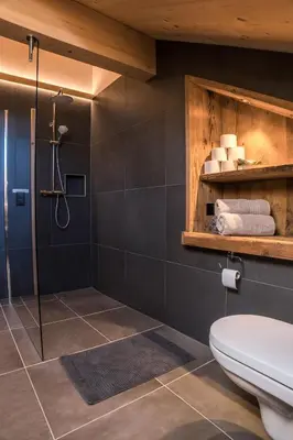 a bathroom with a shower and a toilet at NEU renoviert - Bitzi Appenzell – Mit Aussicht in Appenzell