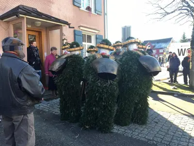 a group of people dressed up in green costumes at Appenzellerland - Ferienhaus 