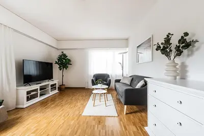 a living room with a couch and a tv at SOHO 1A !Gratis Parken, Free Parking! in Kreuzlingen