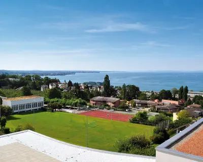 a view of a park with a tennis court at Best Western Hotel Rebstock in Rorschacherberg