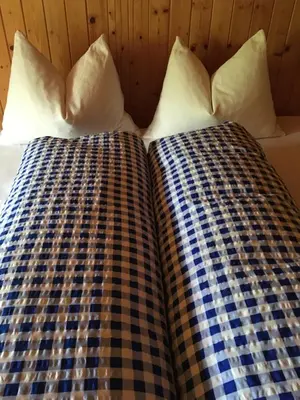 two beds sitting next to each other with pillows at BnB-Blomberg in Ebnat