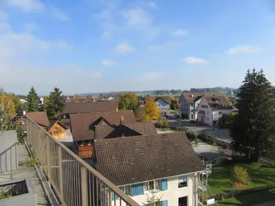 a view of a residential neighborhood with houses at Hotel Rössli in Zuzwil